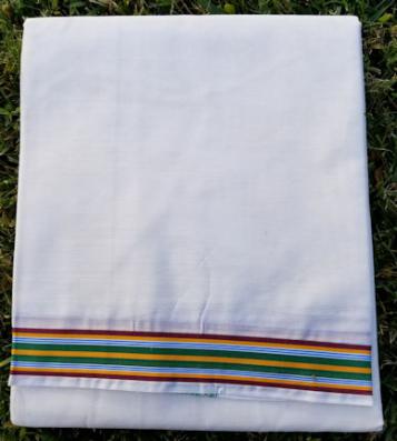 shawl with multi-color border